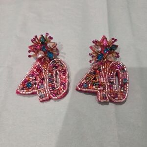 Pink Beaded 40 Earrings